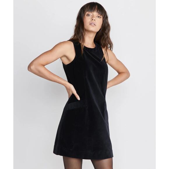 Marine Layer Cizon Velvet Shift Dress in Graphite - Picture 1 of 8
